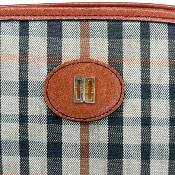 Daks London Crossbody Handbag Plaid With Leather Trim - Picture 2 of 12